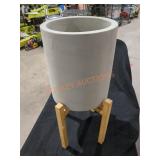 8.8" Cylinder Planter with Stand, Grey