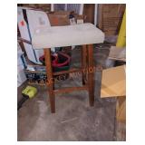 Style well 30 in walnut bar stool with fabric seat