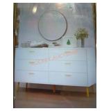 6 drawer white wood chest of drawers 54.1W x 15.6D