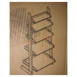 55 in. Antique Wood 5-shelf Ladder Bookcase