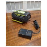 Ryobi 40V 4Ah Lithium Battery and Charger