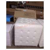 14" D x 14" W x 15" H White Cube Ottoman