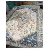 8ft x 5ft Blue & Tan Area Rug