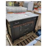 48" x 22" x 35" Black Vanity w/ White Marble Top