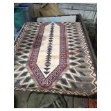 8ft x 5ft Red and Brown Geometric Area Rug