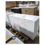 60" x 19" x 33" White Modern Vanity w/ White Top