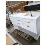 60" x 22" x 35" White Vanity w/ White Top