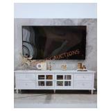 70" x 11" x 21.5" Modern White Wood TV Console