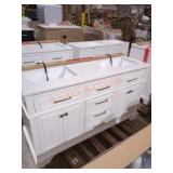 60" x 22" x 35" White Vanity w/ White Top