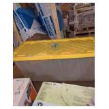 HDX 55 gal clear tote with yellow lid