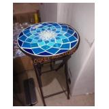 12"DIA X-Legged Mosaic Side Table