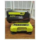 RYOBI 40V 6AH Lithium Battery and 40V Charger