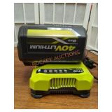 RYOBI 40V 6AH Lithium Battery and 40V Charger