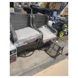 Outdoor Grey Wicker Patio Set, 2 Chairs & Table