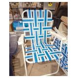 3-Piece Foldable Beach Chairs, White/Blue