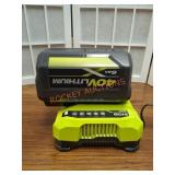 RYOBI 40V 6AH Lithium Battery and 40V Charger