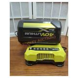 RYOBI 40V 6AH Lithium Battery and 40V Charger