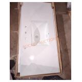 49" L x 22" D x 9" H white marble bathroom sink