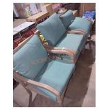 Set of 3 Green-Cushioned Chairs