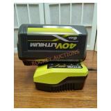 RYOBI 40V 6AH Lithium Battery and 40V Charger