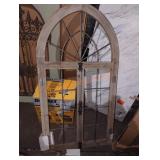 rustic arched wooden cathedral window decor