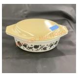 Vintage, black tulip Pyrex dish