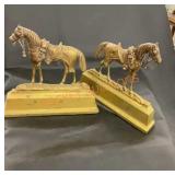 Antique brass horse bookends