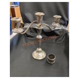 Waited Gorham Sterling candelabra and napkin ring