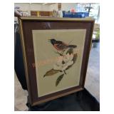 Framed bird print signed Art Lamay