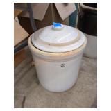 Vintage 5 gallon stoneware crock with lid