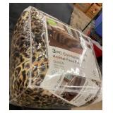 Animal faux fur queen size 3 piece comforter set