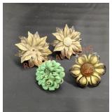 Vintage metal floral picture push pins