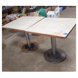 Approximately 30 in square pedestal tables