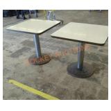 Approximately 30 in square pedestal tables