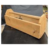 Wooden toolbox full of collectable car toys