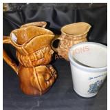 Pottery pitchers and croc, pfaltzgrafe and hull