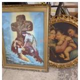 Vintage framed religious art pieces