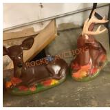 Pair of vintage, ceramic deer statues