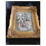 Vintage framed Dresden Alt Meissen cameo style art