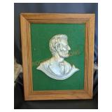 Framed Abraham Lincoln pewter wall art