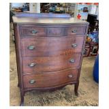 Antique bowfront walnut  dresser four drawer