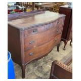 Antique bowfront walnut dresser three drawer