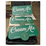 Cream ale metal bar signs four total