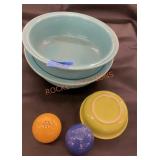 Fiesta ware lot(serving bowls, salt, and pepper