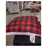 Large Red and Black Plaid Plush Pillows