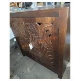 36"Wï¿½16"Dï¿½36"H Wood-carved Palm Cabinet