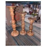Litton Lane brown mango wood candle holders 3