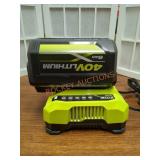 RYOBI 40V 6Ah Battery and 40V Charger