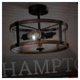 Hampton bay 14in 2 light semi flush mount light