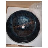 16" Round Metalic Blue Bathroom Sink